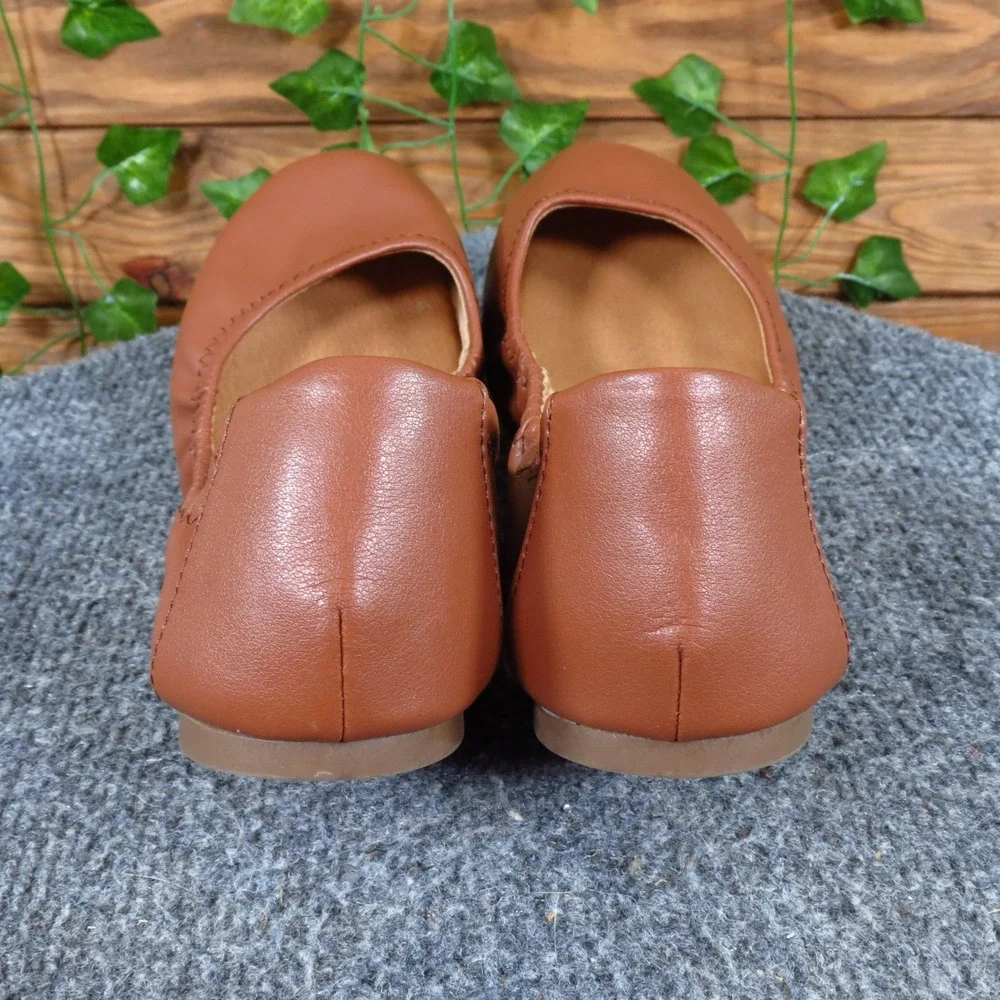 Time and Tru Memory Foam Women Ballet‎ Flat 8.5 Wide Daily Wear Cognac Brown